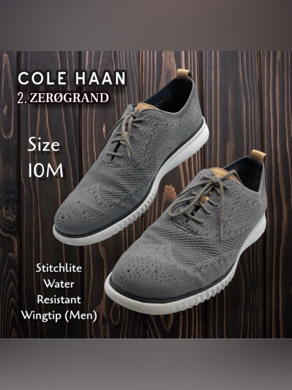 Cole Haan 2.ZeroGrand Stitchlite Water Resistant
Wingtip (Men) Size 10 Ironstone